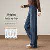 Handu Yishe Women's Fleece-Lined Deconstructed Wide-Leg Denim Jeans