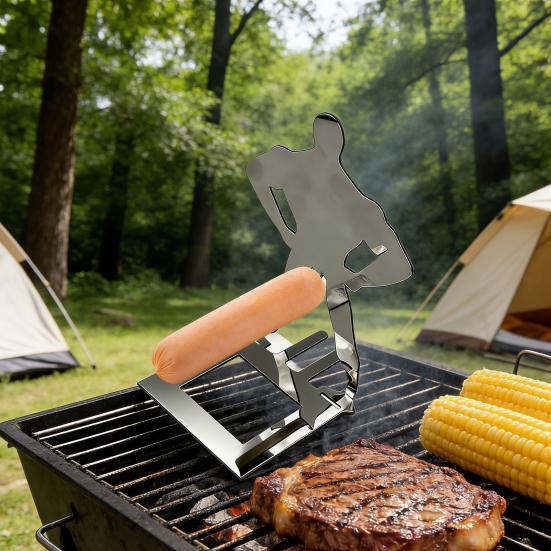 Muscle Man Hot Dog Holder Stainless Steel Sausage Grilling Rack for BBQ Camping Funny Birthday Gift for Men Dad