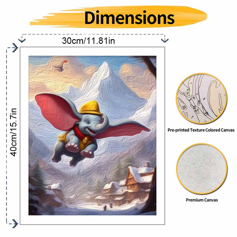Disney Dumbo Flying Elephant Snow Mountain Oil Painting Kit Home Decor Gift