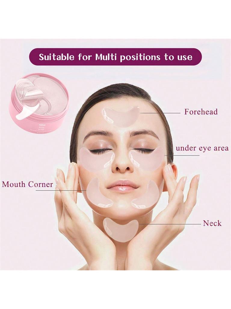 60Pcs/30Pairs Set Rose Eye Mask Plant Essence Moisturizes Eyes Brighten And Improve Eye Bags Relieve