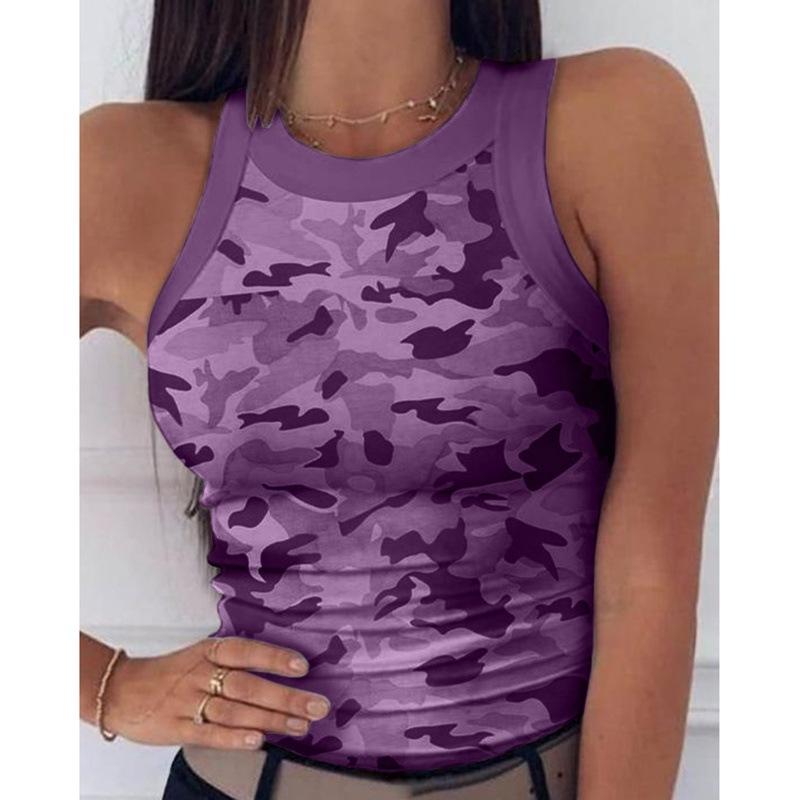 Women's Striped Round Neck Racerback Vest - Sexy Sleeveless Summer Top