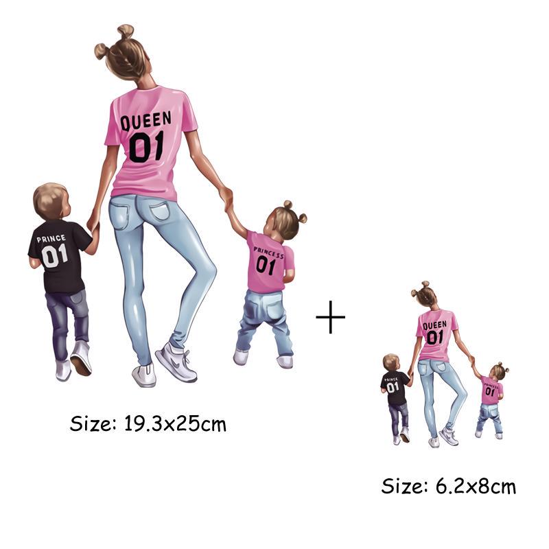 Diy remendos de transferência de calor mãe menina menino remendos de impressão em roupas super mãe pai rainha adesivos em camisetas vestidos jeans