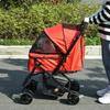 Pet Stroller Pushchair Foldable Travel Dog Cat Carriage w/ Reversible Handle Brake Basket