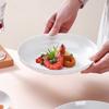 Sky Top Ceramic Deep Dish Plate, Pure White Embossed Bone China Dinnerware Set, 8-Inch Rice Plate, 4-Piece Crystal Series