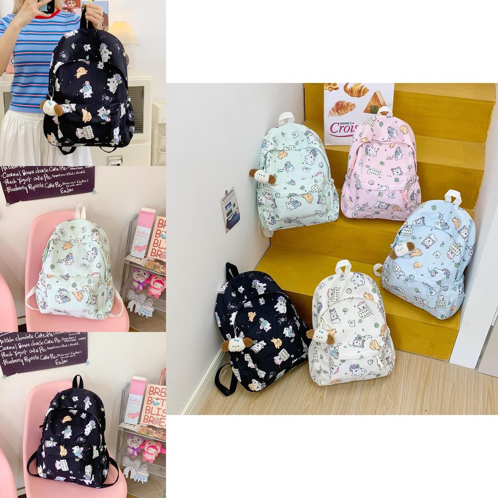 Cartoon Maltese Pattern Anime School Backpack For Middle School Girls With Lightweight Nylon Material And Breathable Cushion Straps