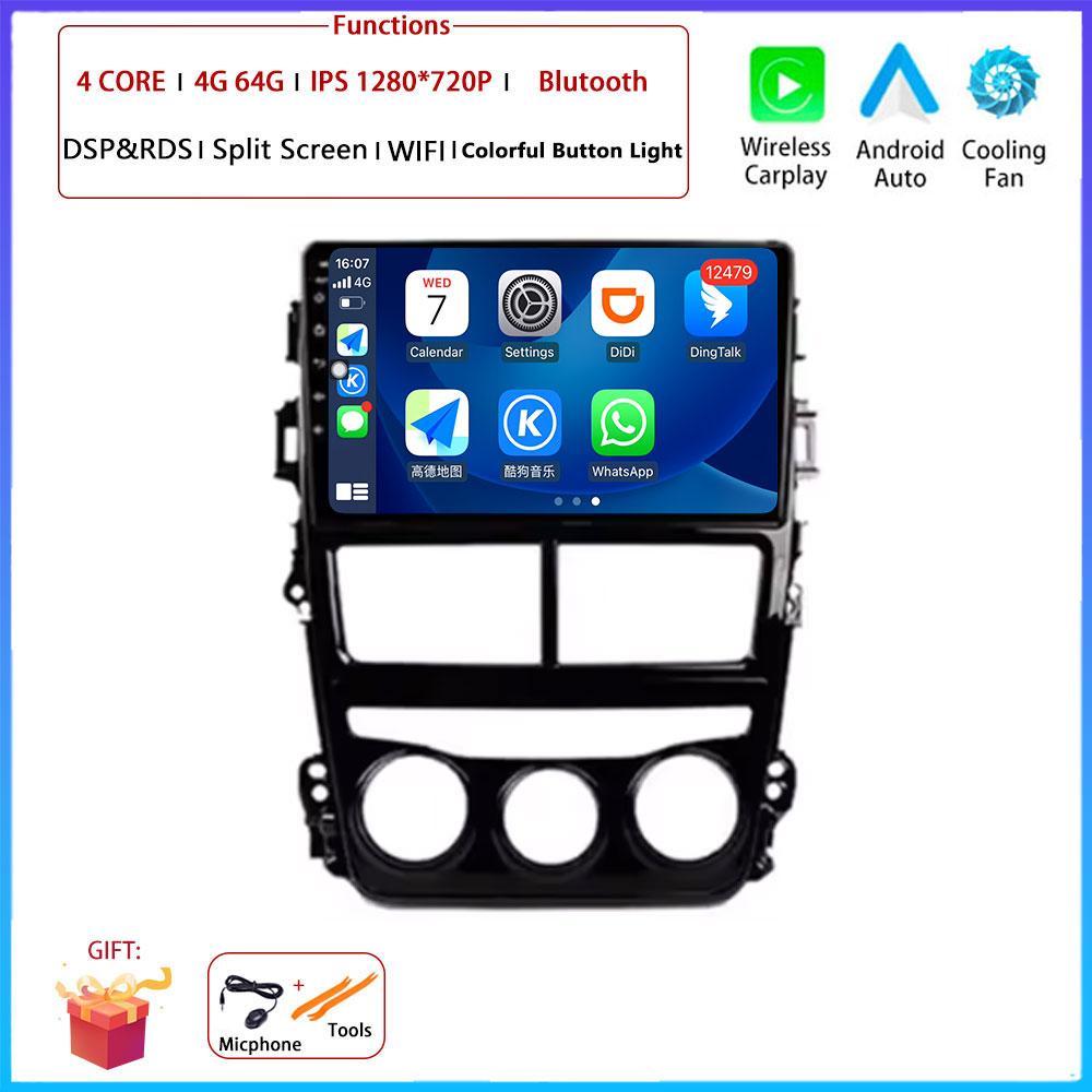 Android  Carplay Auto For Toyota Vios Yaris MT 2017 2018 - 2020 Car Radio Navigation GPS Multimedia Video Player DVD 5G WIFI