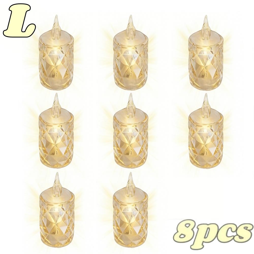 4/24pc Crystal Flameless LED Candles Plastic Battery TeaLight with Realistic Flame for Home Holiday Wedding Party Tabletop Decor
