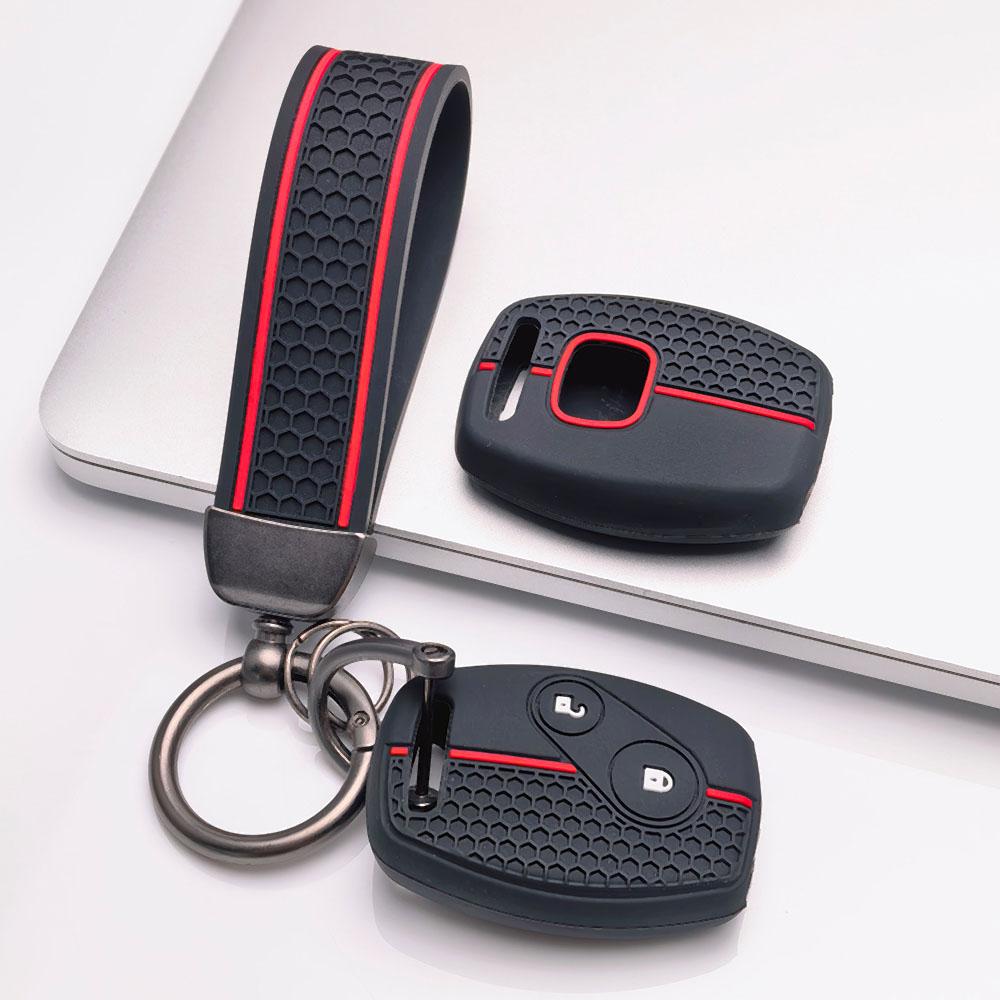 Premium Silicone Car Key Fob Cover For Honda Fit Civic Accord CRV HRV Jazz With Keychain Soft Silicone Car Interior Accessories Anti-Scratch