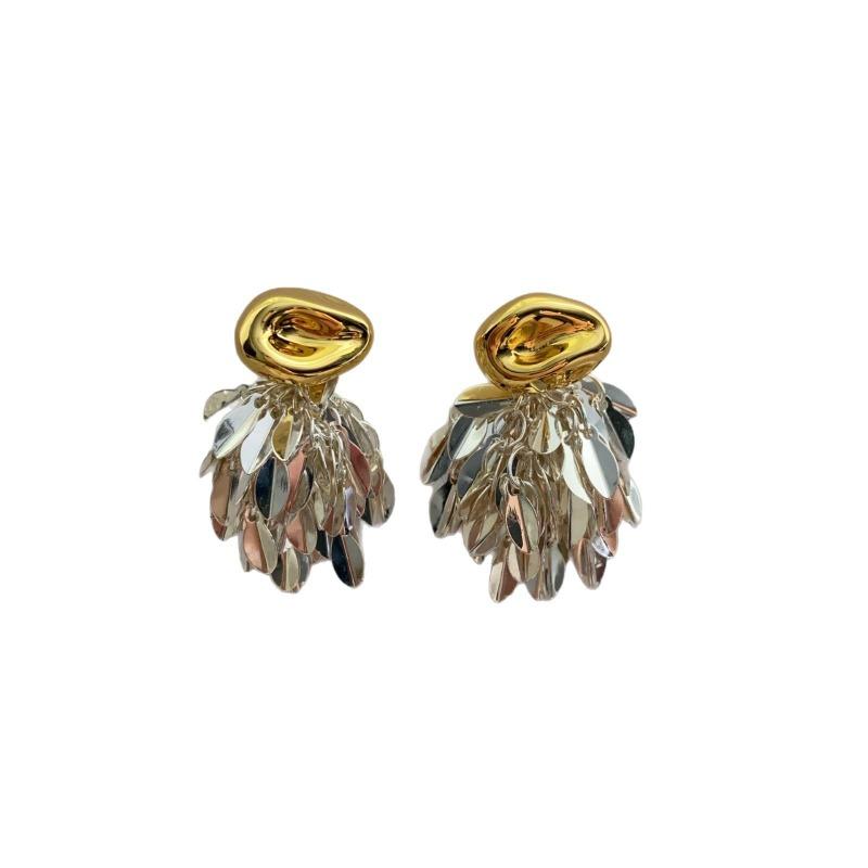Fashion Personality Metal Blade Tassel Earrings, Retro Simplicity, High-End Sense Of Light Luxury, Unique Niche Women'S Earrings, Earrings