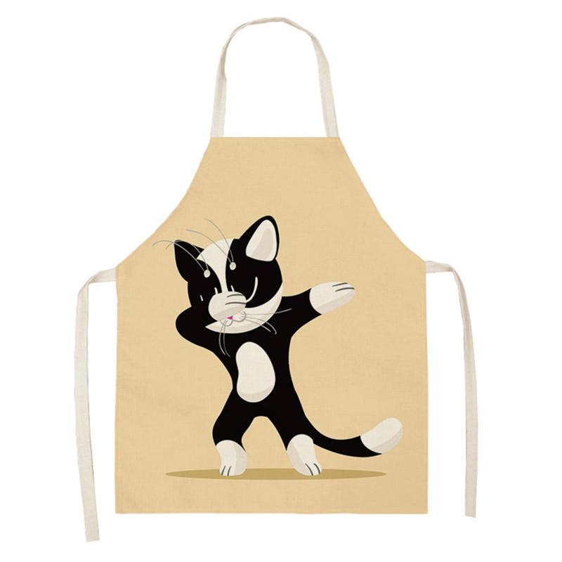Cooking Home Kitchen Apron Cartoon Cat Print Sleeveless Color Apron Men Women Baking