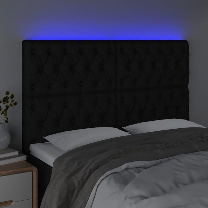 VidaXL Tête de Lit à LED Meuble de Chambre à Coucher Accessoire de Lit Double Tête de Cadre de Lit Intérieur Noir 3122760