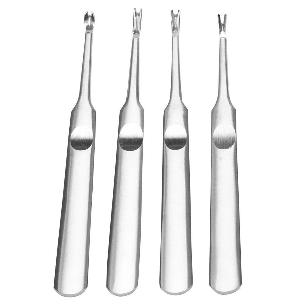 V-förmiger Hornhautentferner aus Edelstahl & Maniküre-Schieber