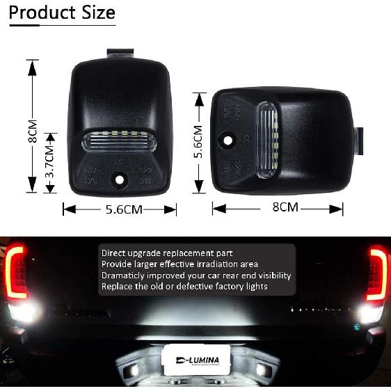 D-Lumina LED License Plate Lights Tag Lamp Assembly Compatible With Toyo-Ta 2005-2015 Tacoma And 2000-2013 Tundra Pickup Truck, 6000K White 2-Pieces