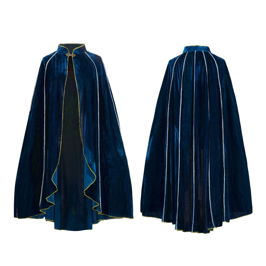 Halloween cloak cos clothing, stand collar gold velvet cloak, retro gold edge hooded cloak, performance clothing