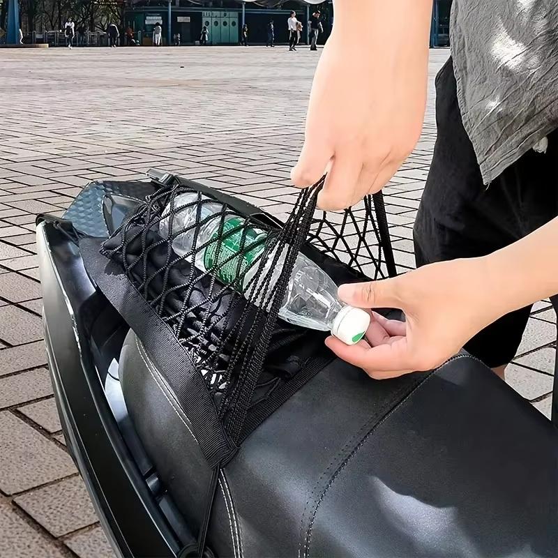 Rete da carico per moto, rete elastica a doppio strato per riporre il casco, 25,4 x 27,9 cm, con ganci, rete per bagagli
