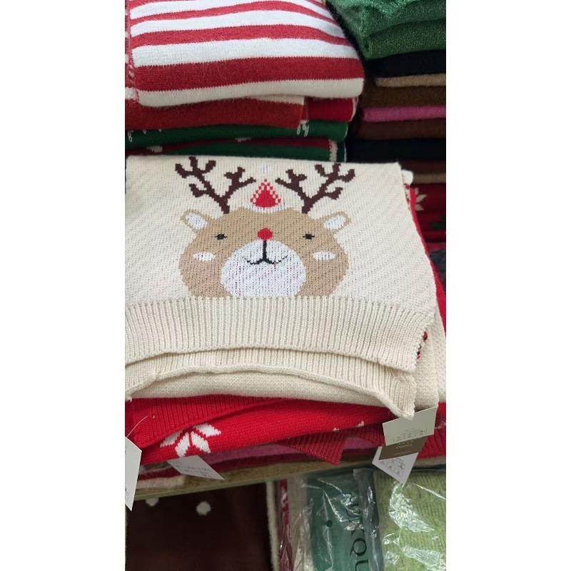 New Christmas Red Scarf for Women Autumn and Winter Knitted Warm Elk Scarf for Men Korean New Year Cute and Versatile