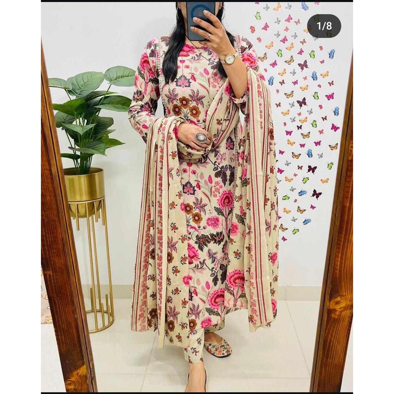 Indian Designer Top Tunic Kurta Pant Dupatta Set Women Party Wear Ethnic Kurti SC-2191 M-38