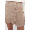 Burgundy Buttoned Tweed Fabric Mini Woven Skirt With Flounce Hem Twoaw22et0155