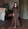 2026 European-American Lapel Print Long Sleeve Slimming Bodycon Dress
