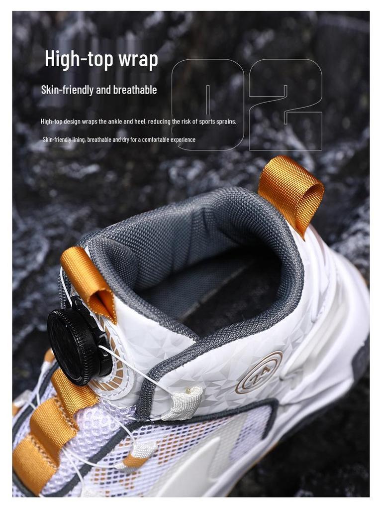 2025 Kids' Rotary Buckle Basketball Shoes for Boys – All-Season Sports Training Footwear