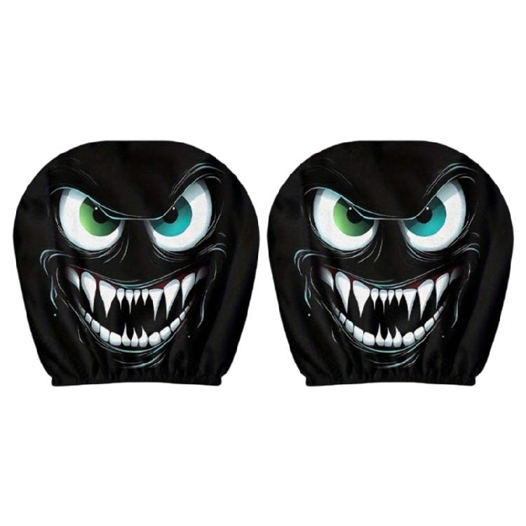 Halloween Inspired Car Headrest Protectors Soft Materials Universal Design Humorous Spooky Prints For Auto Interior 2pcs