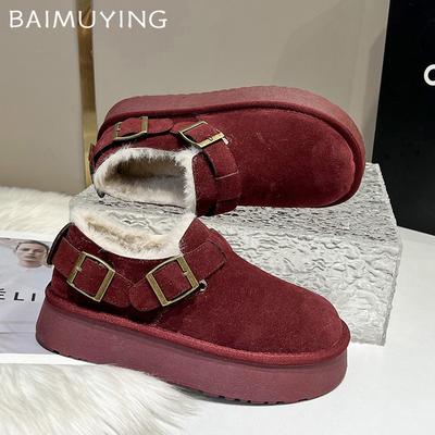 Iarnă Platformă Femei Cizme de Zăpadă Piele de Căprioară Pluș Scurt Designeri Balerini Pantofi de Bumbac Tendință 2025 Mers Pe Jos Cald Casual Confortabil Botas Mujer