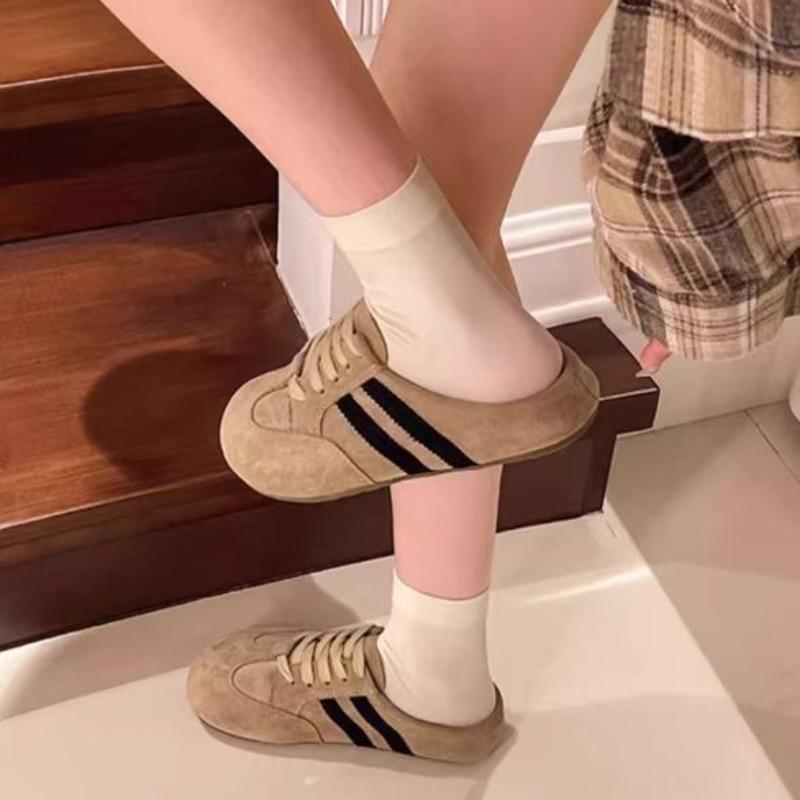 Women's Shoes Spring New Casual Lightweight Sneakers Women's Lace-up Flat Tennis Shoes Retro Polished Leather Training Shoes