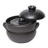 Banko Ware Rice Cooker Pot (with Inner Lid), 2-cup Capacity, Black Glaze, 32-296