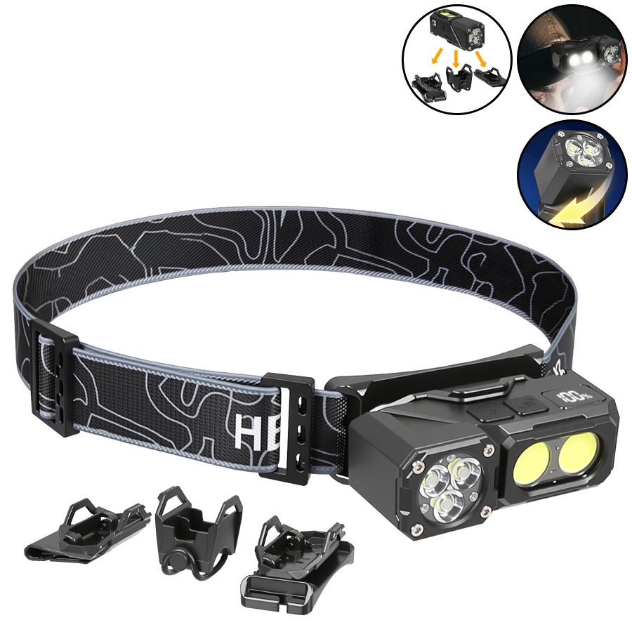 Sensor Headlamp with Hat Clip Type-C Rechargeable Led Headlight with Magnet Outdoor Camping Search Light Flashlight Bike Lantern