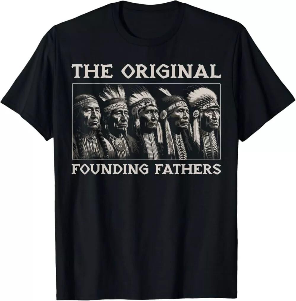 The Original Founding Fathers Vintage Native American Indian T-Shirt, Unisex Tee S разноцветный