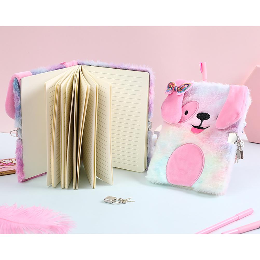Cuaderno de Peluche de Animales con Candado Diario de Dibujos Animados 3D Cuaderno Lindo