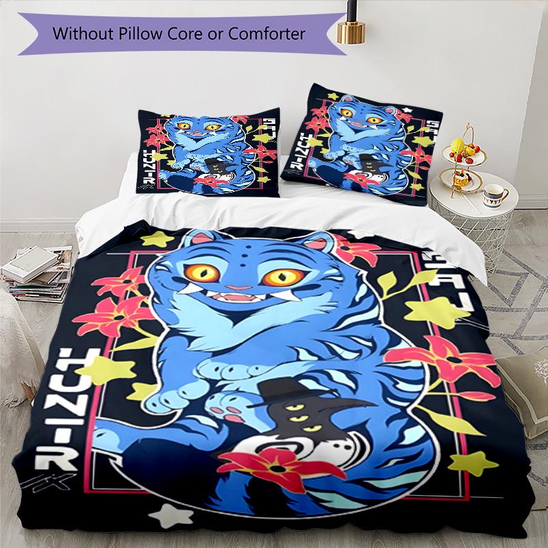 3pcs Kpop Demon Hunters Derpy Pattern Bedding Set Duvet Cover Set Includes Duvet Cover &pillowcases, Perfect All Season Bedroom Decoration & Gift