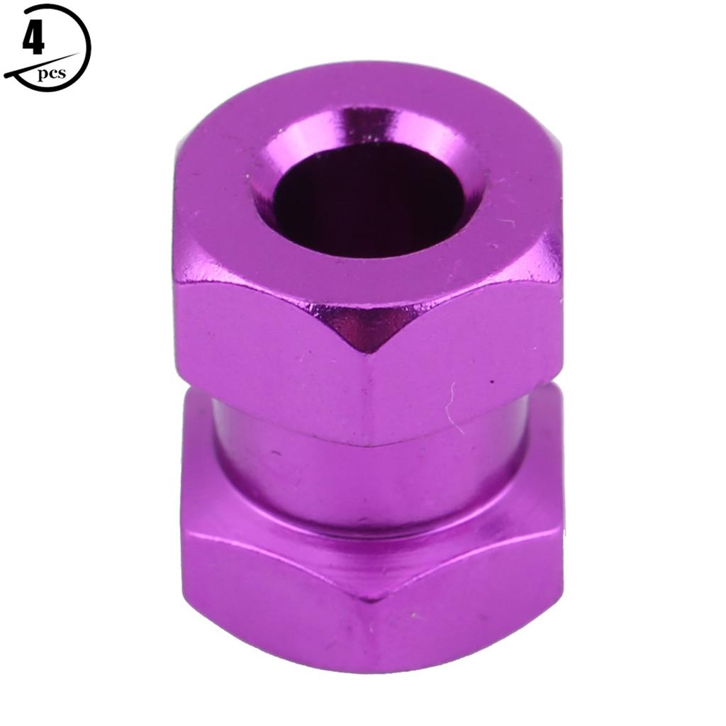 4pcs 12mm RC Hex Wheel Hub Metal Adapter for D90 AX10 CC01 SCX10 F350 Crawler (15mm Purple)