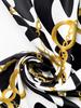 Women's Long-Sleeve Round-Neck Dress, Black-White Abstract & Gold Chain Print, Casual Office & Semi-Formal Wear