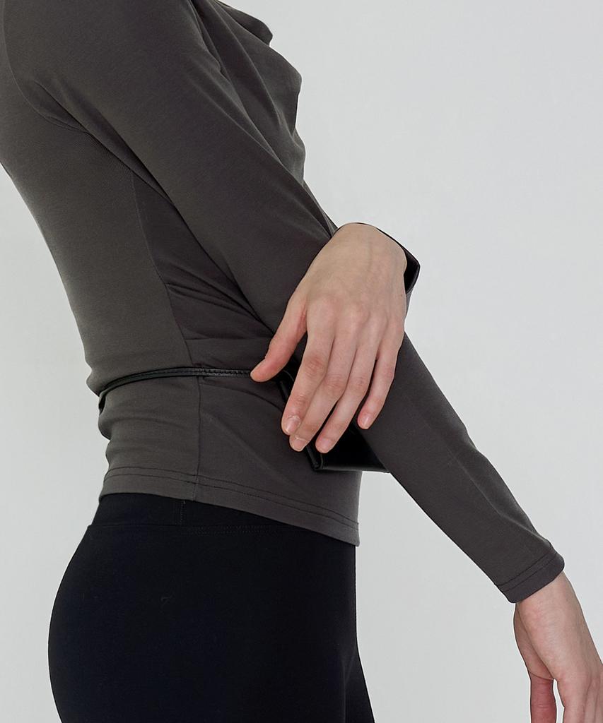 Debiweeo Drape Two-Way Long Sleeve Devi-T0143-Charcoal