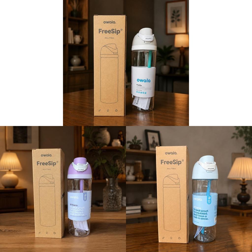 Owala Tritan Kunststoff-Wasserflasche in Lebensmittelqualität mit Reisehenkel für Outdoor-Sport und Fitness