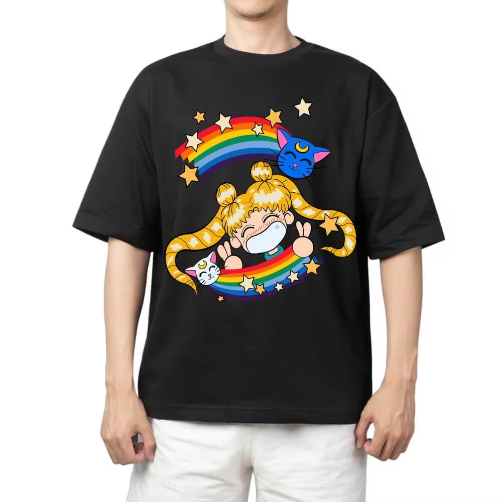 Heta Rean Sailor Moon Anime Grafiska T-shirts Herr Dam Hip Hop Överdimensionerad T-shirt Tryck Rund Hals Kort Ärm Lättviktig Vardaglig T-shirt
