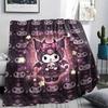 1PC Kuromi Print Flannel Blanket, High quality All Seasons, Home Decor, Warmth and Comfort, Perfect for Christmas Gifts
