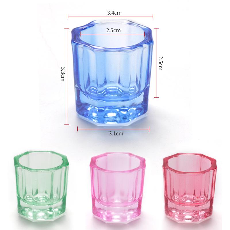 Nail Art Crystal Octagon Mixing & Washing Glass Cup