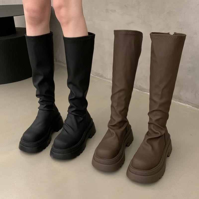 But Knee Boots Women's Autumn 2025 New Elastic Thin Boots Small Thick-soled High Knight Boots