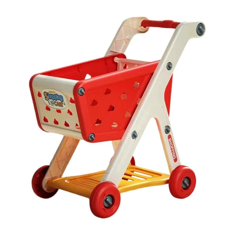 

Kids Pretend Play Doll Toy Supermarket Trolley Shopping Cart with Portable Design and Sturdy Construction
