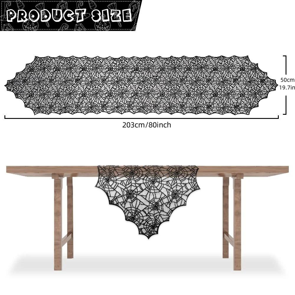 1PC Halloween Spider Web Black Lace Table Runner Kitchen Dining Table Decor Indoor Outdoor Party Spooky Holiday Home Decoration