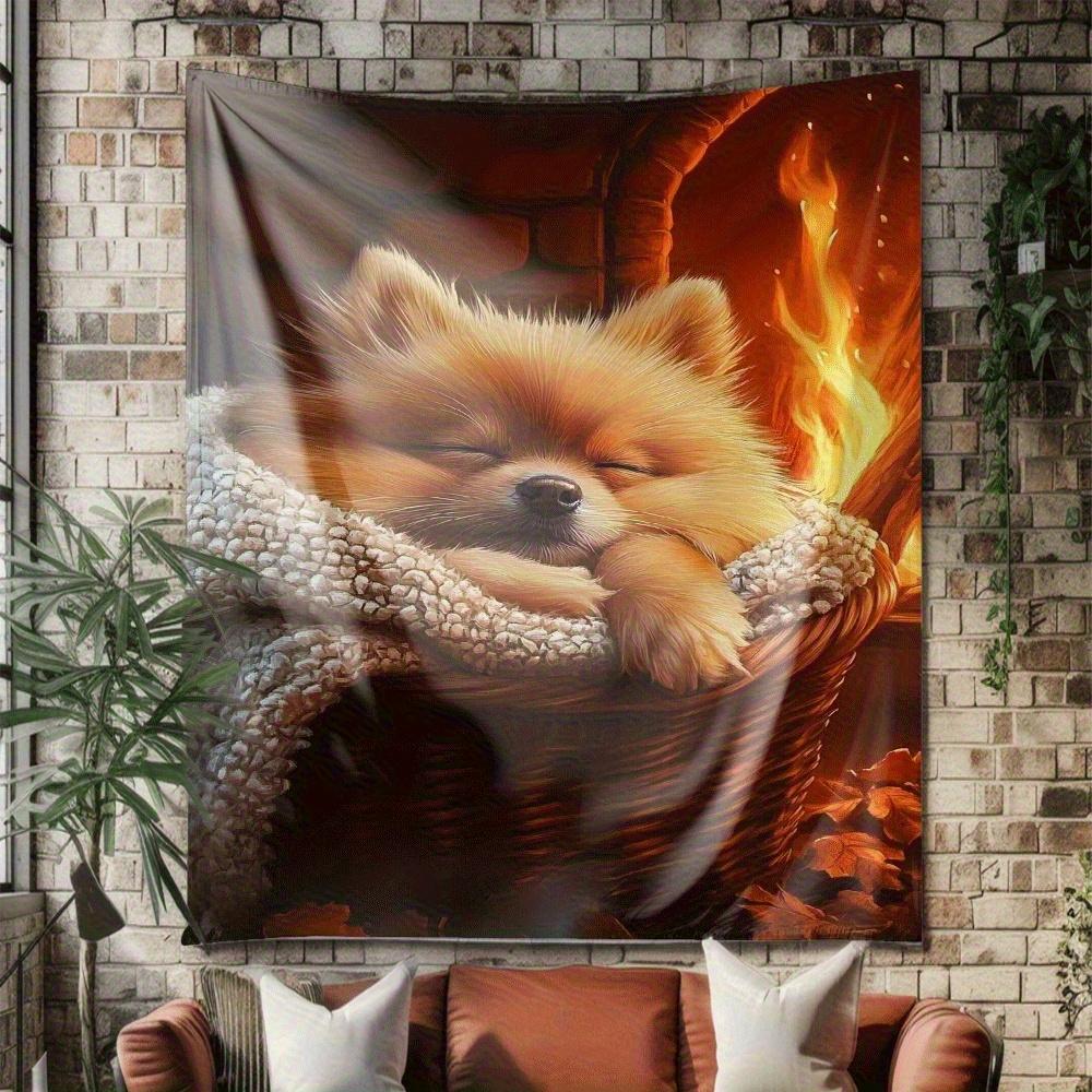 Lazy Sleeping Dog Digital Printing Polyester Wall Tapestry Suitable for Use In Living Rooms Bedrooms Offices Bars and Party