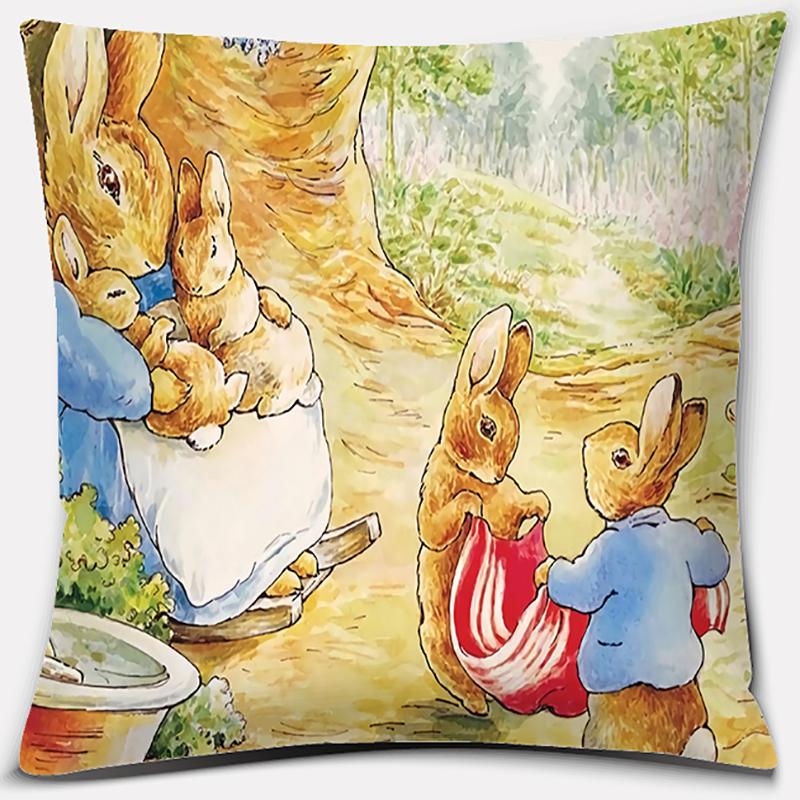 Cute Cartoon Rabbit Printing Series Pattern Pillowcase Square Pillowcase Home Office Decoration Pillowcase