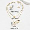 Fresh Wind Women's Ring Earrings Necklace Set Personality Zircon Round Clavicle Chain Versatile Jewelry