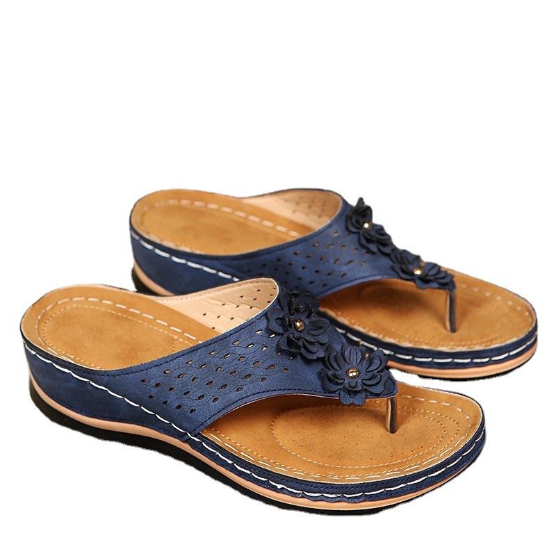 Outer Size 2021 Summer Flip-flops Flower Muffin Bottom Slippers Large Size Casual Women's Rubber Sandals Flip-flops