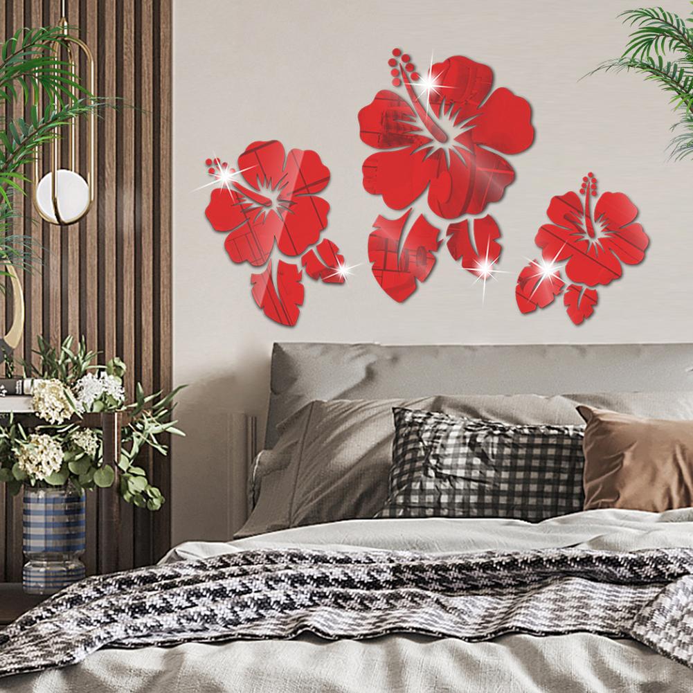 Flower Mirror Wall Stickers Diy Acrylic 3d Decorative Miroir For Home Living Room Bedroom Decor