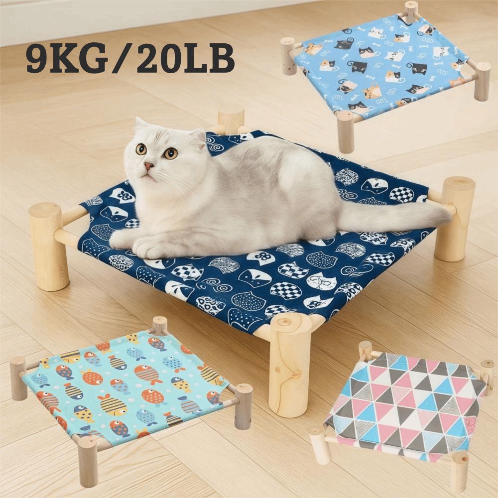 Breathable Elevated Cat Bed Wooden Cat Mat Creativity Cat/Dog Hammock  Four Seasons  Pets Furniture