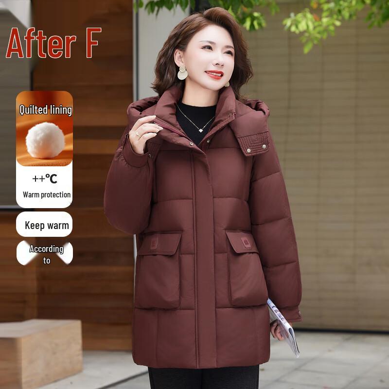 Women's Mid-Length Loose Hooded Padded Winter Jacket