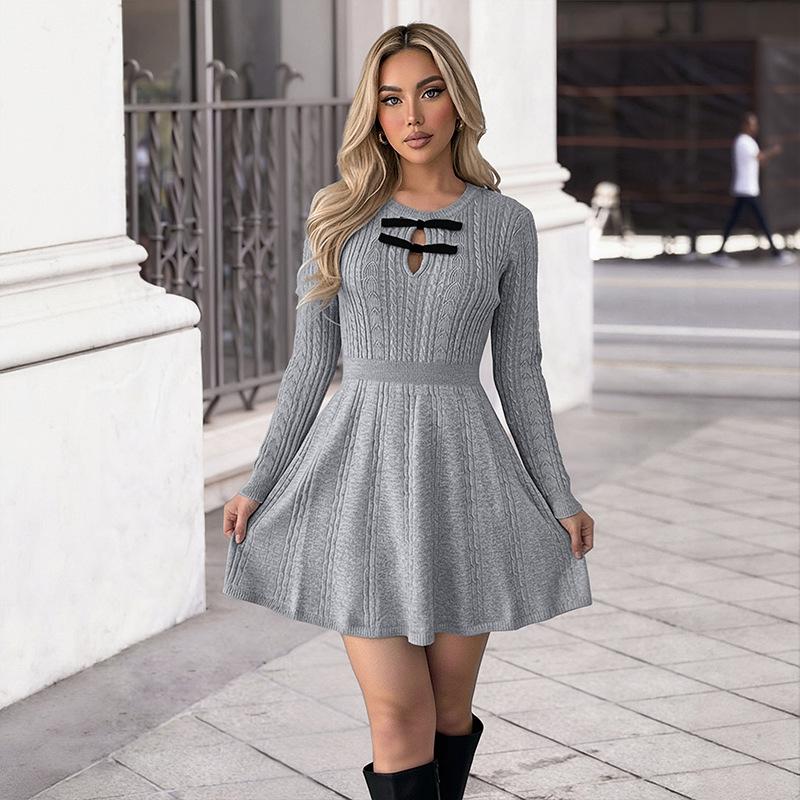 YYFS Moda Donna Casual Autunno Inverno Tinta Unita Stampa Manica Lunga Girocollo Top Abbigliamento Donna Maglioni Maglieria Lana